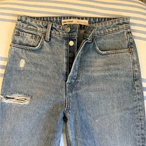 GRLFRND Blue Straight Leg Distressed Jeans